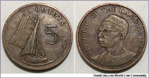 5 Bututs (Republic of the Gambia // Bronze 3.6g) 