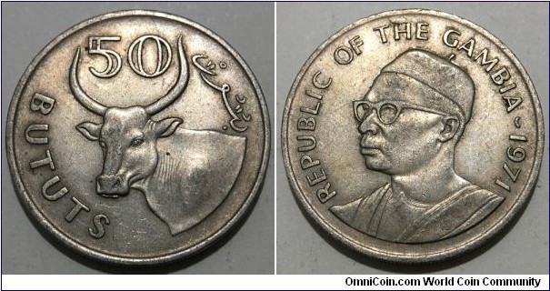 50 Bututs (Republic of the Gambia // Copper-Nickel 75-25) 