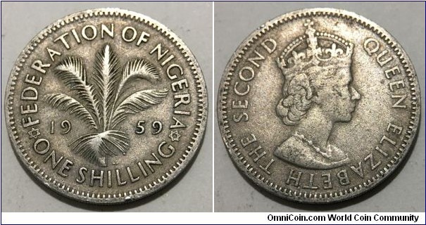 1 Shilling (Federation of Nigeria - British Protectorate / Queen Elizabeth II // Copper-Nickel)