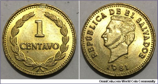1 Centavo (Republic of El Salvador - Civil War 1979-1992 // Brass 1.5g)