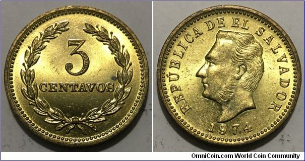 3 Centavos (Republic of El Salvador // Brass 4g) 