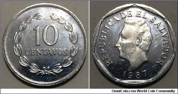 10 Centavos (Republic of El Salvador - Civil War 1979-1992 // Stainless Steel)