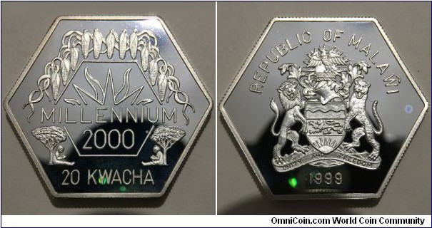 20 Kwacha (Republic of Malawi / Millennium - Commemorative issue // SILVER 0.925 / 31.53g / ⌀38mm / Rare, Mintage: 10.000 pcs) 