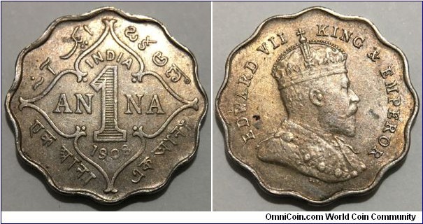 1 Anna (British India / King Edward VII // Copper-Nickel) 
