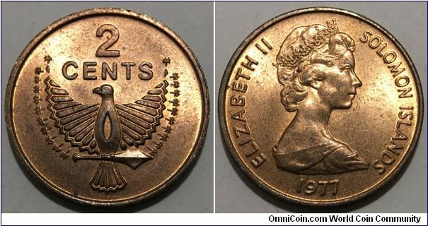 2 Cents (British Solomon Islands Protectorate / Queen Elizabeth II // Bronze 5.2g)