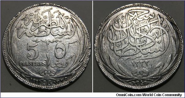 5 Piastres (Sultanate of Egypt / Sultan Hussein Kamel // SILVER 0.833 / 7g / ⌀26mm)