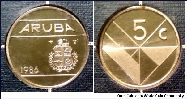 Aruba 5 cents from 1986 mint set.