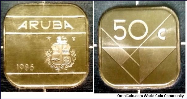 Aruba 50 cents from 1986 mint set.