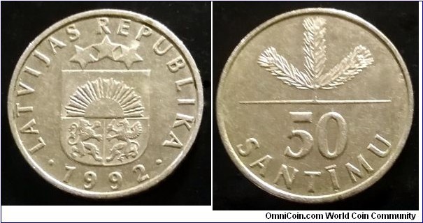 Latvia 50 santimu.
1992 (II)
