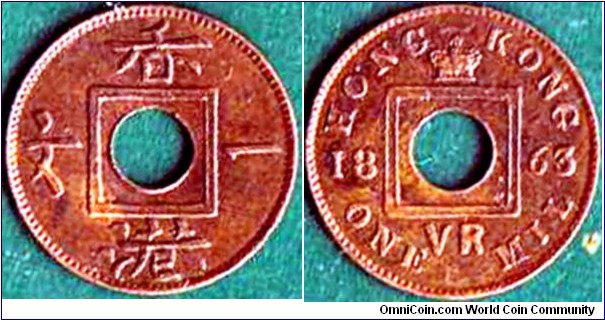 Hong Kong 1863 1 Mil.

1 Mil = 1/10 Cent.