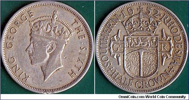 Southern Rhodesia 1952 1/2 Crown.