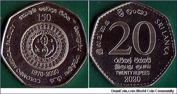 Sri Lanka 2020 20 Rupees.

150 Years of the Colombo Medical Faculty.
