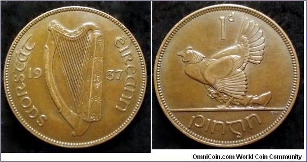 1937 Irish bronze penny in very nice condition. Second piece in my collection.