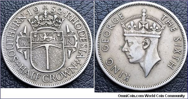 1952 Southern Rhodesia King George VI Half Crown
