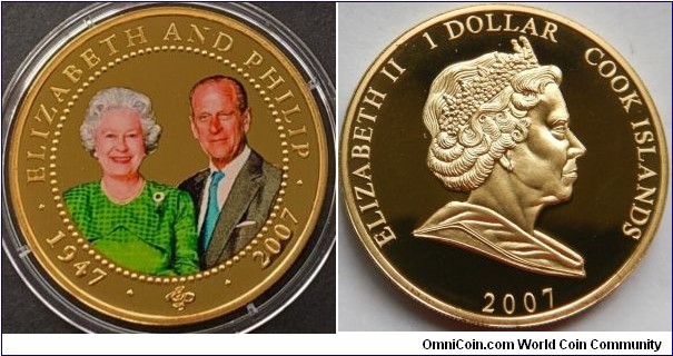 $1 Elizabeth & Philip queen in green 