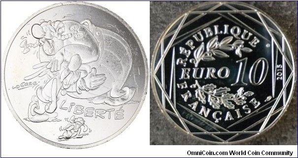 10 euro Liberté Asterix and Obolix laughing
