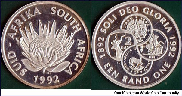 South Africa 1992 1 Rand.

Coins in South Africa Centenary.