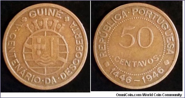 Portuguese Guinea 50 centavos. 1946, 500th Anniversary of Discovery.