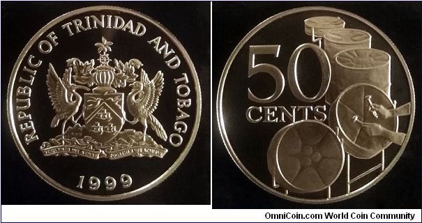 Trynidad and Tobago 50 cents. 1999, Proof issue. Royal Mint. Mintage: 3.000 pcs.