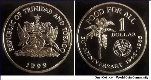 Trynidad and Tobago 1 dollar. 1999, 50th Anniversary of F.A.O. Proof issue. Royal Mint. Mintage: 3.000 pcs.