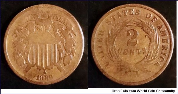 1866 Union Shield 2 cents