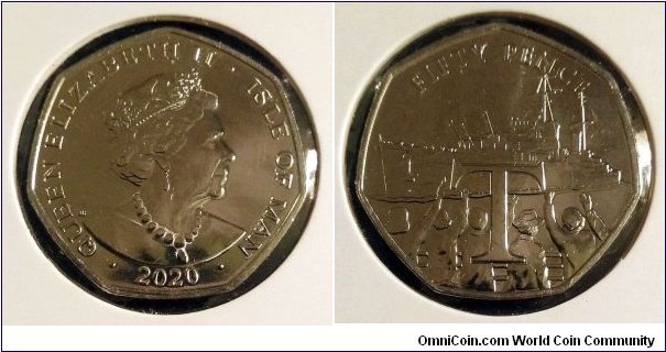 Isle of Man 50 pence.
2020, 75th Anniversary of VE Day - HMS Dido Battleship returning from War.