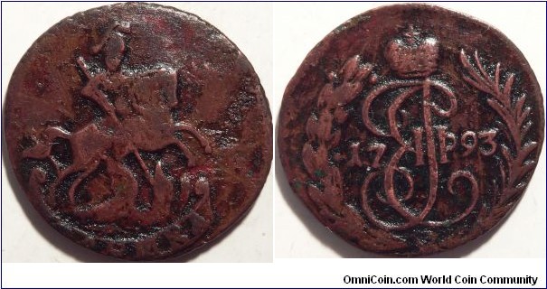 AE Polushka (1/4 kopeck) 1793 no M/M. Anninsk Mint.
