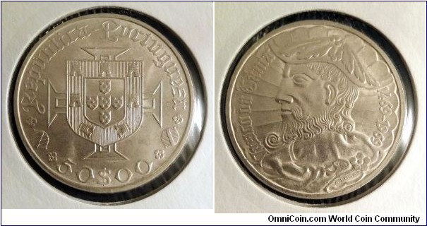 Portugal 50 escudos.
1969, 500th Anniversary of birth of Vasco da Gama. Ag 650. Weight; 18g. Diameter; 34mm. Mintage: 1.000.000 pcs.