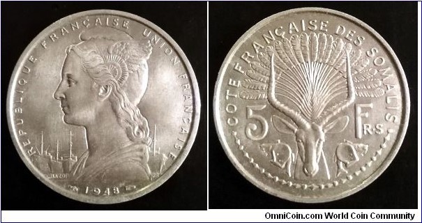 French Somaliland 5 francs. 1948