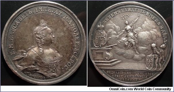 AR Medal, Death of Elisabeth I, 25 December 1761, by Scott, 41mm. Diakov 107.5 R1