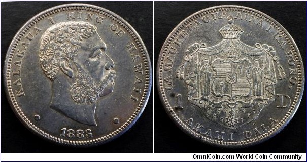 Hawaii 1883 dollar. Nice condition! Weight: 26.69g