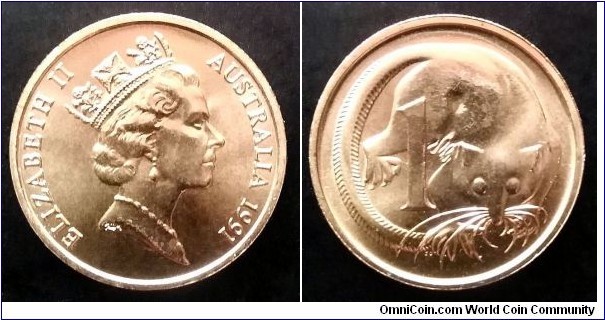 Australia 1 cent from 1991 coin set.