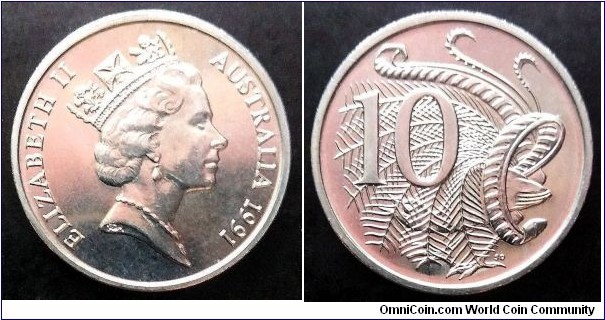 Australia 10 cents from 1991 coin set.
