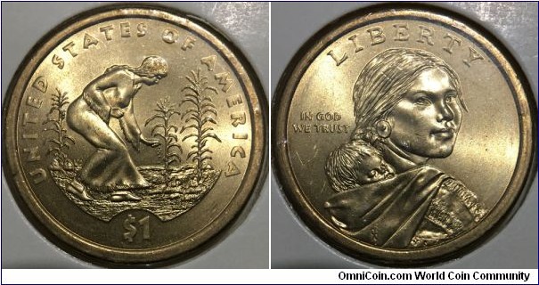 1 Dollar (United States of America / Native American $1 Coin Act // Manganese-Brass clad Copper) 