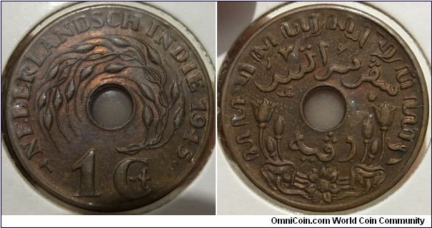 1 Cent (Dutch East Indies / Queen Wilhelmina // Bronze 4g / S-type)