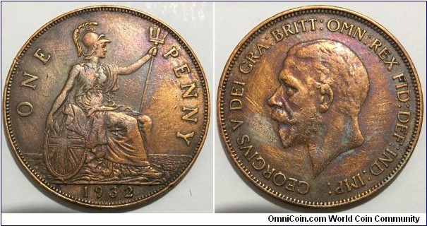 1 Penny (United Kingdom / King George V // Bronze 9.45g) 