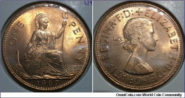 1 Penny (United Kingdom / Queen Elizabeth II // Bronze 9.45g) 