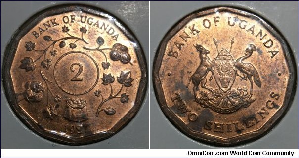 2 Shillings (Republic of Uganda // Copper plated Steel) 