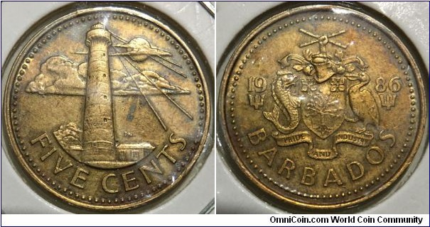 5 Cents (Commonwealth - State of Barbados / Queen Elizabeth II // Brass 3.75g) 