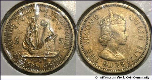 5 Cents (British Caribbean Territories - Eastern Group / Queen Elizabeth II // Nickel Brass / Mintage: 1.000.000 pcs) 