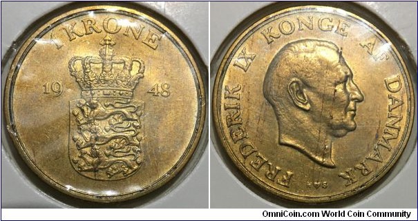 1 Krone (Kingdom of Denmark / King Frederik IX / Aluminium-Bronze)