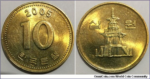 10 Won (Republic of Korea // Brass 4.06g) 