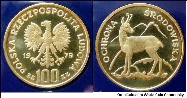 Poland 100 złotych. 1979, Environmental Protection - Chamois. Ag 625. Weight; 16,5g. Diameter; 32mm. Mintage: 20.000 pcs.