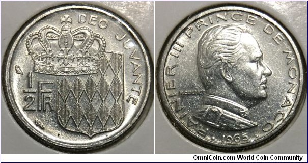 1/2 Franc (Principality of Monaco / Prince Rainier III // Nickel 4.5g / Mintage: 375.000 pcs) 