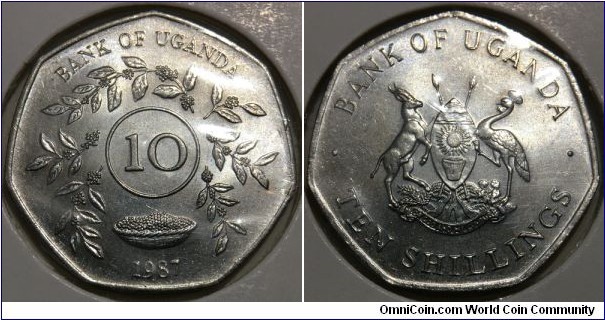 10 Shillings (Republic of Uganda // Nickel plated Steel) 