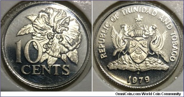 10 Cents (Republic of Trinidad and Tobago // Copper-Nickel / Proof / RARE, Mintage: 3270 pcs) 