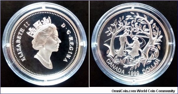 Canada 1 dollar. 1999, International Year of Older Persons. Ag 925. Weight; 25,18g. Diameter; 36,07mm. Mintage: 24.976 pcs. 