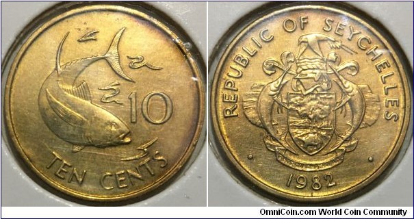 10 Cents (Republic of Seychelles // Brass 3.34g / Mintage: 1.000.000 pcs) 
