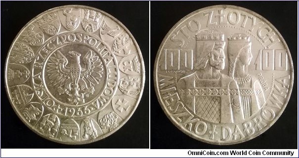 Poland 100 złotych. 1966, Polish Millenium. Próba (Pattern) Ag 900. Weight; 20g. Diameter; 35mm. Mintage: 31.000 pcs.