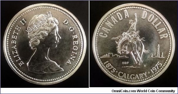 Canada 1 dollar. 1975, 100th Anniversary of the City of Calgary. Ag 500. Weight; 23,32g. Diameter; 36mm. 